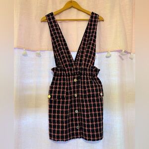 Maje wool-blend checkered pinafore dress (size: 38)